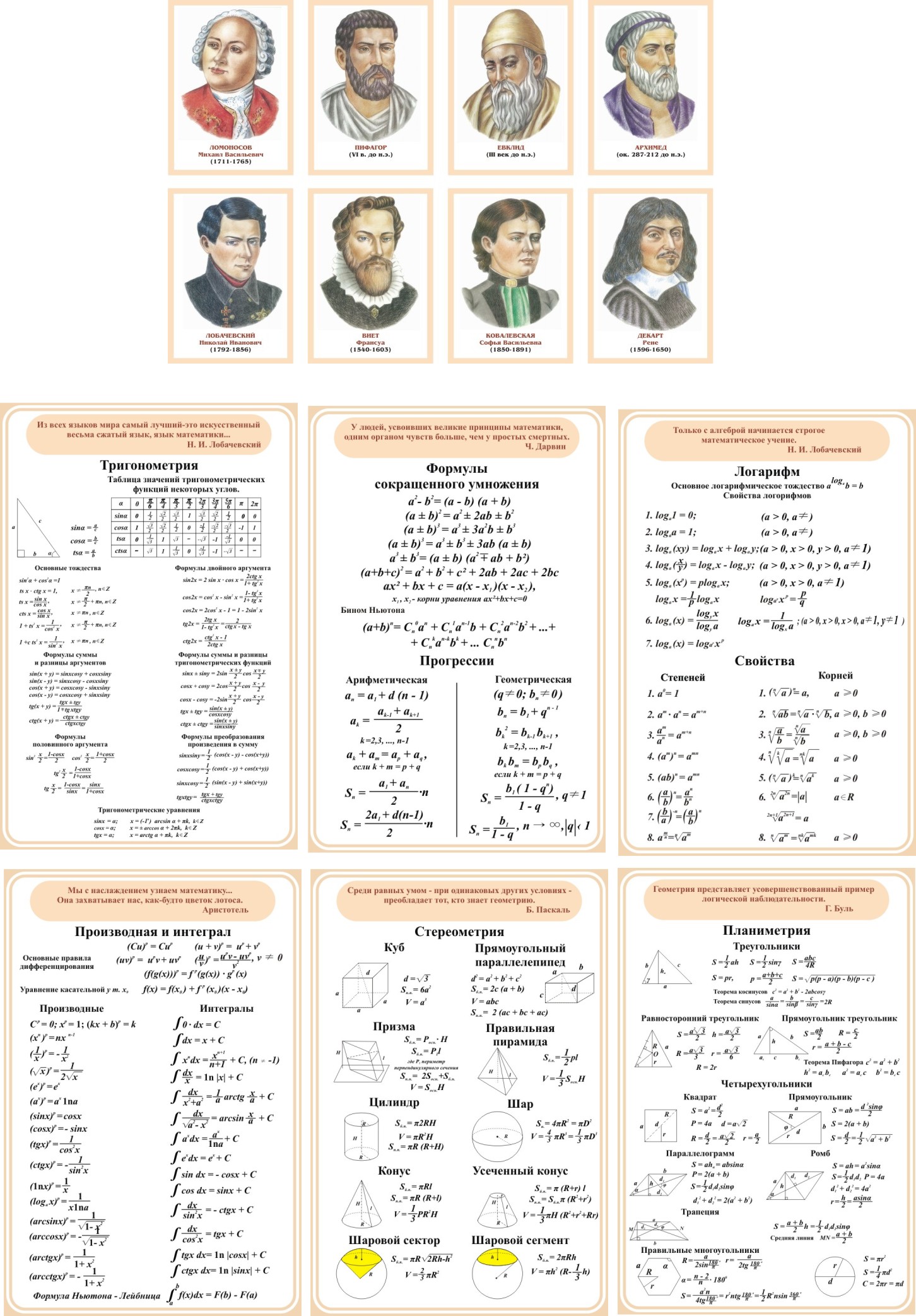 Комплект обучающих стендов в кабинет математики арт.3194