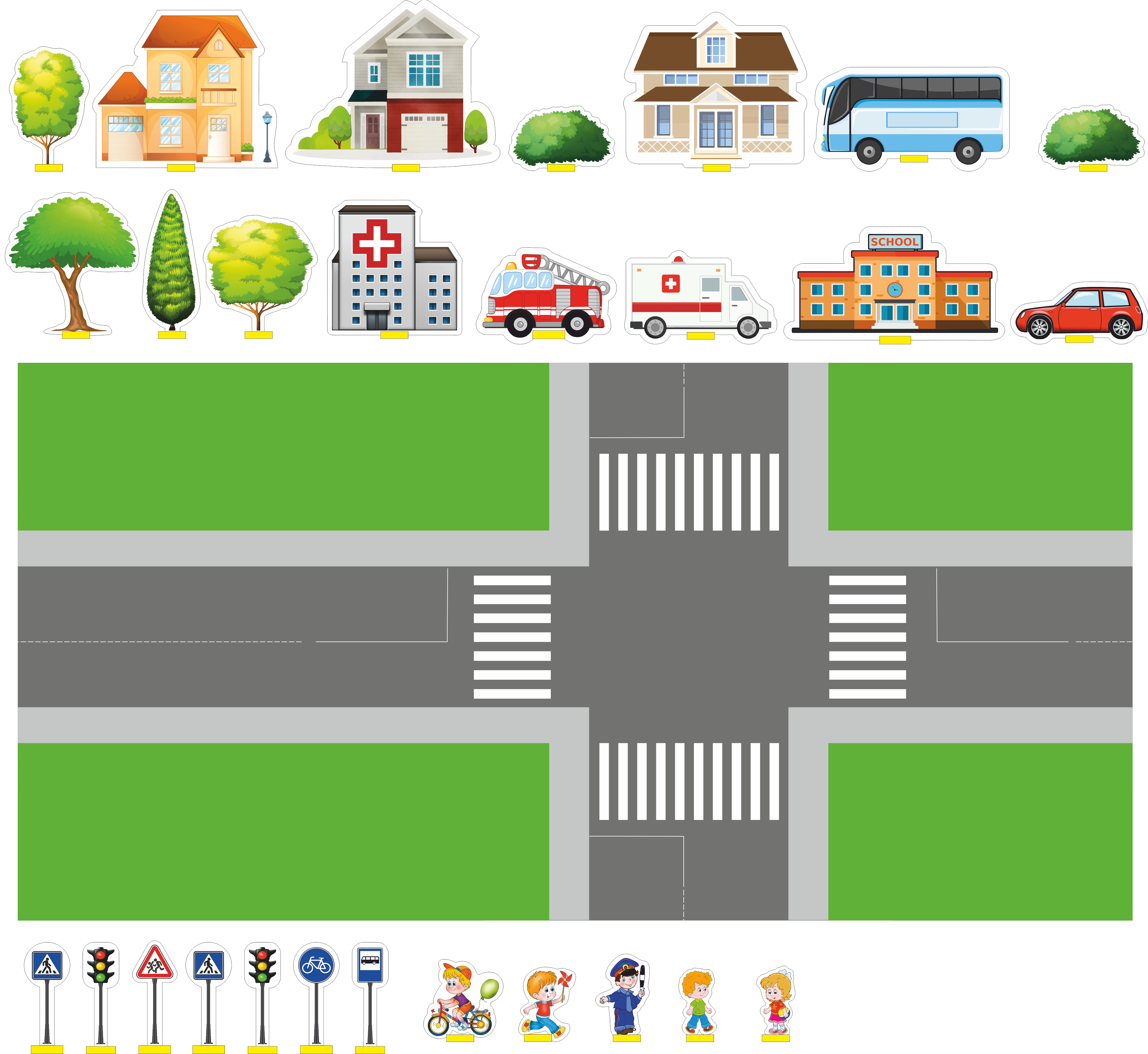 Интерактивная игра "Правила дорожного движения" игровое поле и фигурки 1*0,5м арт.ПДД428