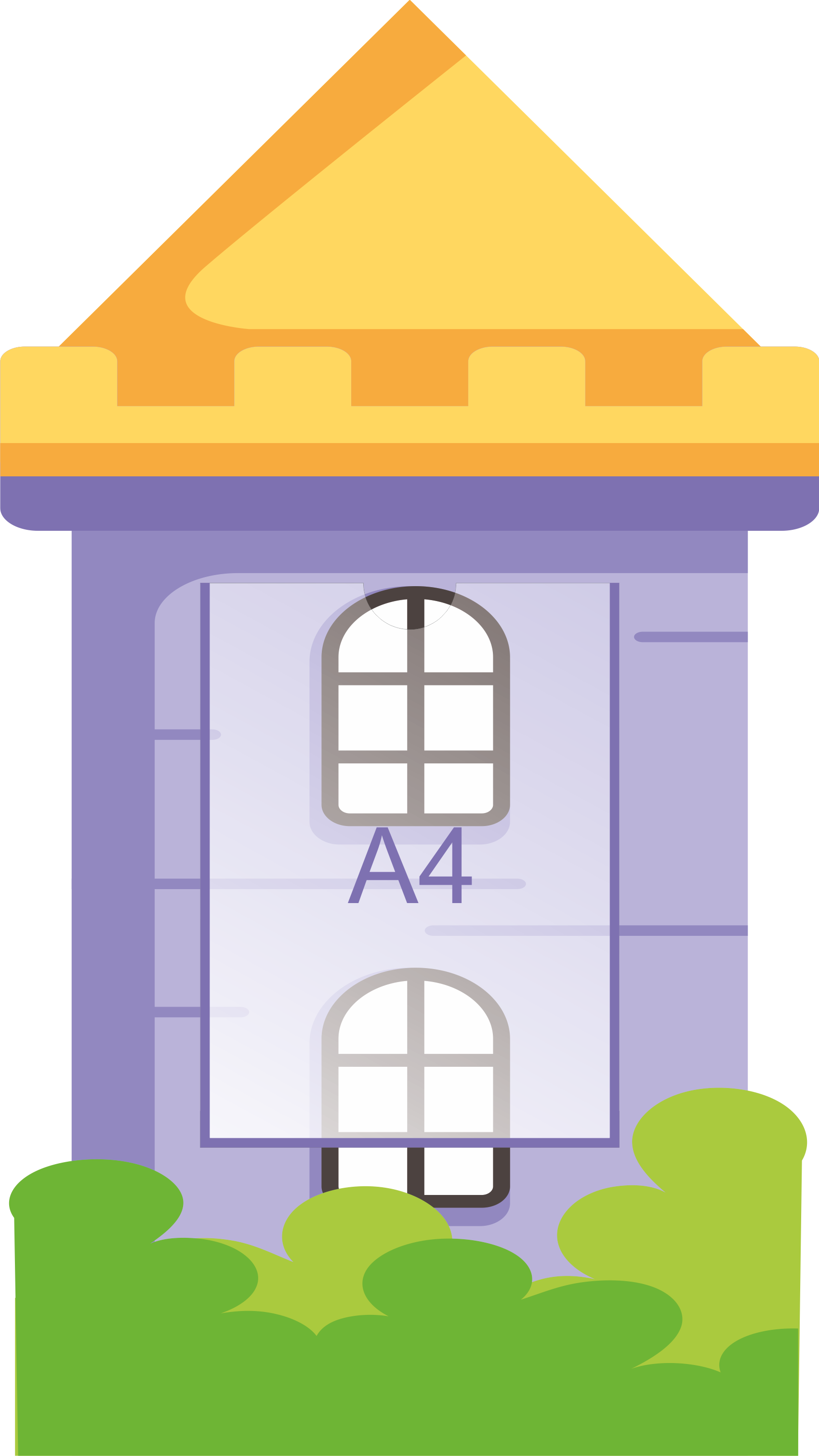 Фигурный стенд меню "Замок" 45х80см фиолетовый с карманом А4 для детского сада арт. ДЕК1191_1