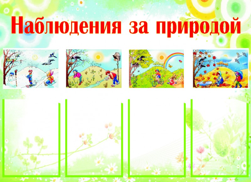 Стенд для детского сада НАБЛЮДЕНИЯ ЗА ПРИРОДОЙ 1*1,2м арт. 641