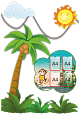 Композиция настенная в детский сад Пальма и стенд с обезьянкой 4 кармана А4 арт.ДЕК336