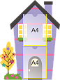 Информационный стенд &quot;Фиолетовый дом с деревом&quot; Фигурный 0,5*0,8 ДЕК1229 