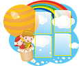 Фигурный информационный стенд &quot;Дети на воздушном шаре&quot; 1,08*0,9м 4 кармана А4 арт. ДС1912